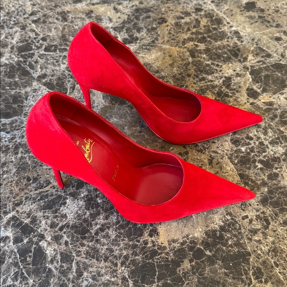 Christian Louboutin Kate max 100mm red loubi suede stiletto sz 39 - Picture 2 of 12